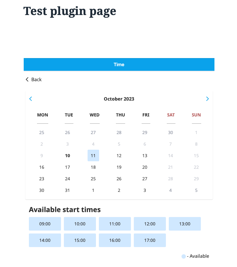 Booking process (Select date and time)