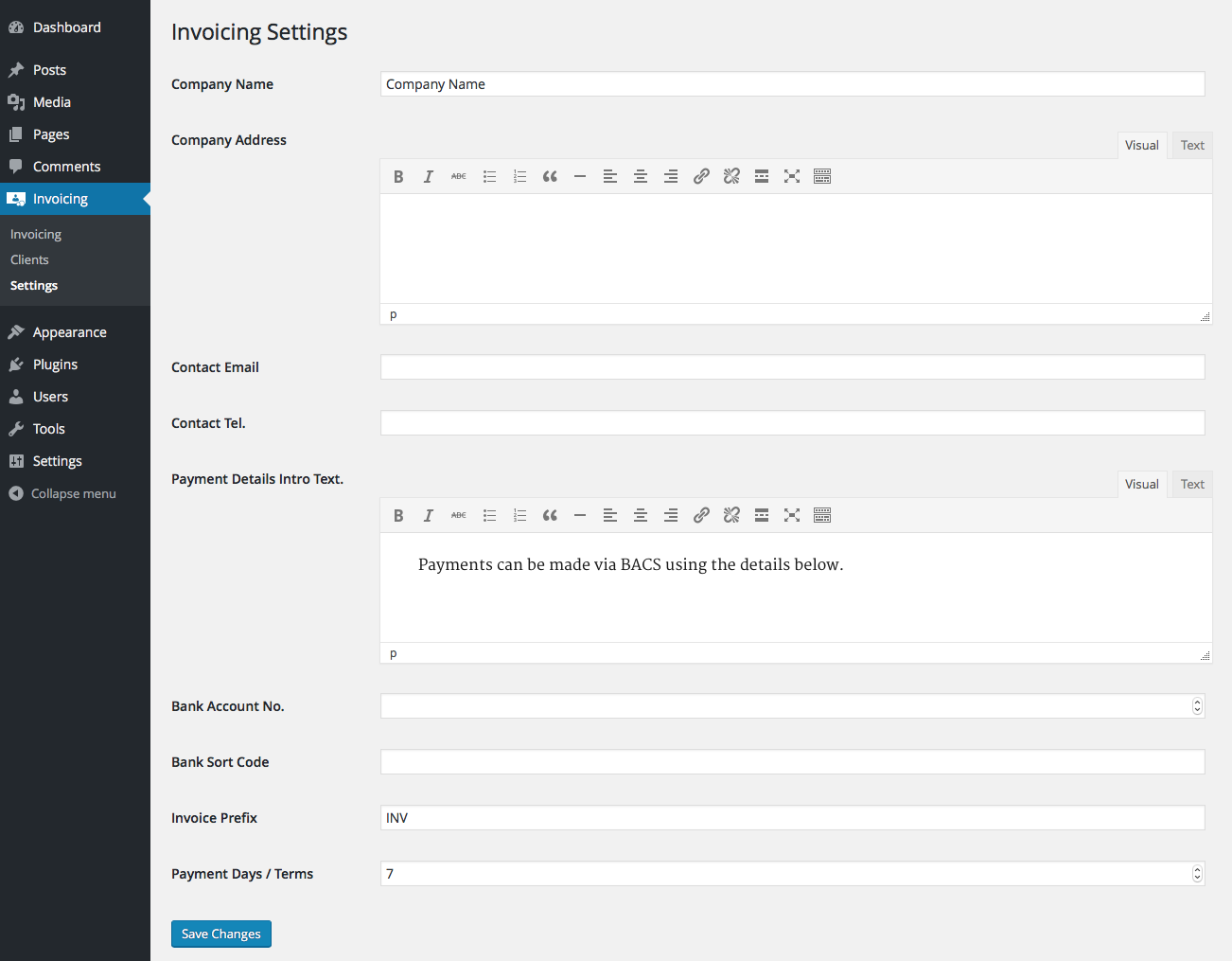 Simvoicing settings screen.
