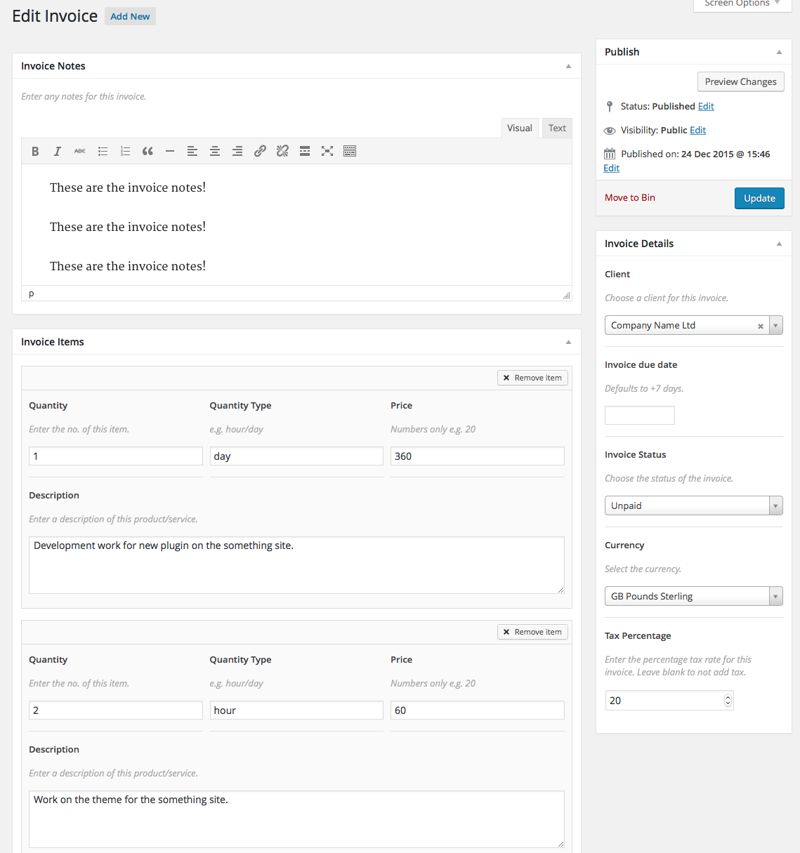 Add invoice screen