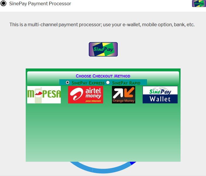 This shows the available payment options