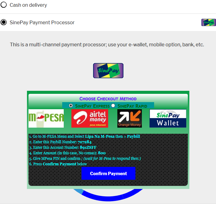 This shows specific selection, M-Pesa