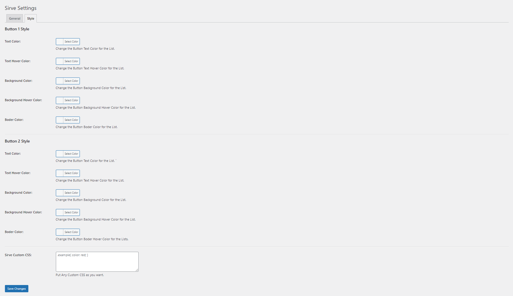 Style Settings Page