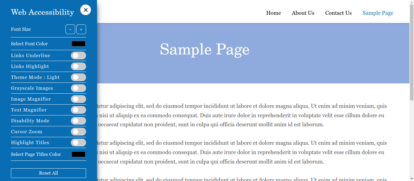 Frontend :: Sidebar accessibility banner