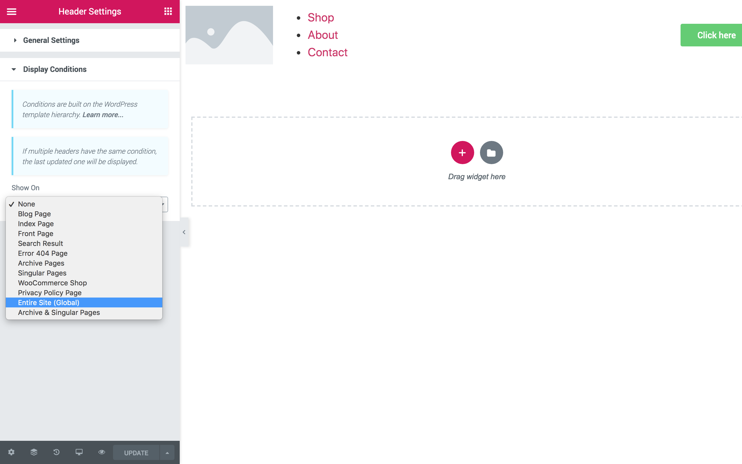 Assigning header template to entire site