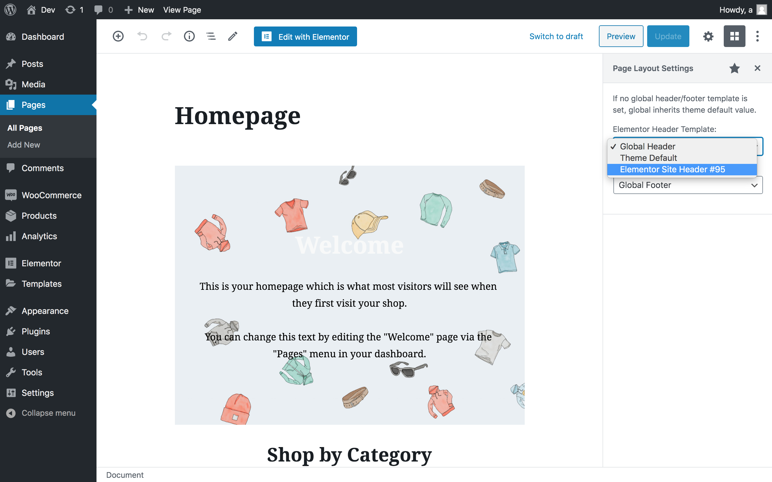Assigning header template to a specific page