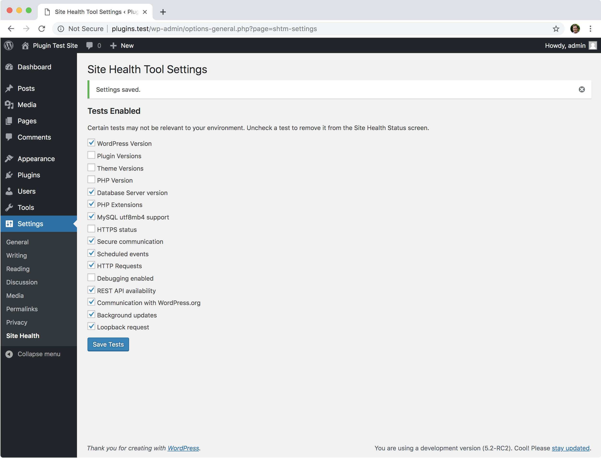 Disable the tests that aren't needed