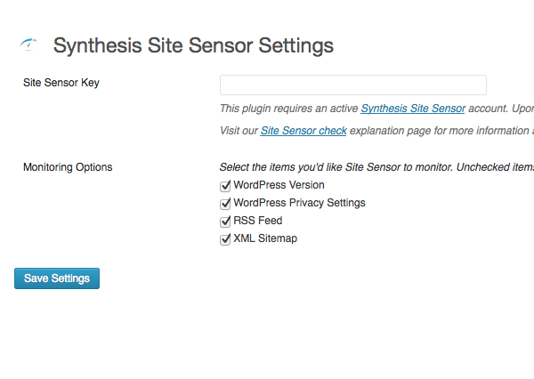 Site Sensor has one administration screen for turning WP specific checks on/off.
