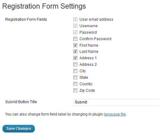 Site Users Registration Page settings -> screenshot-1.png