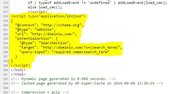 Homepage source code example
