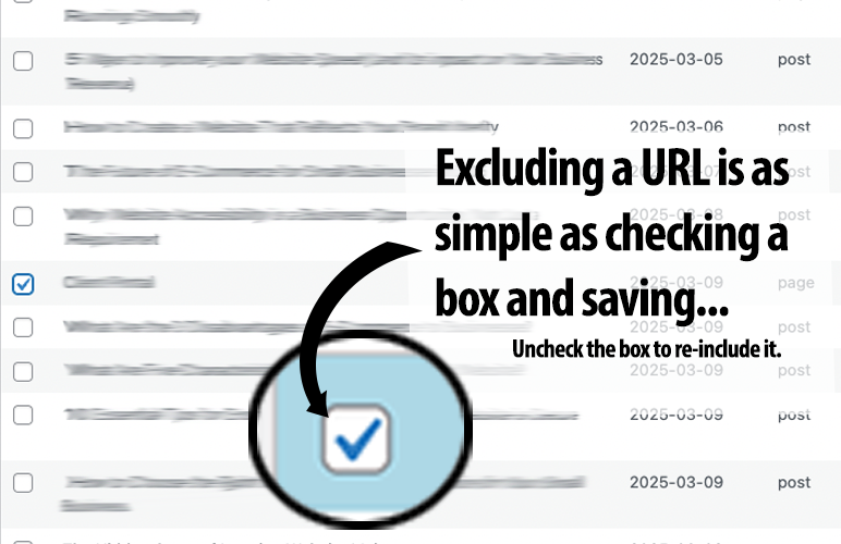 Excluding is as simple as checking a box.