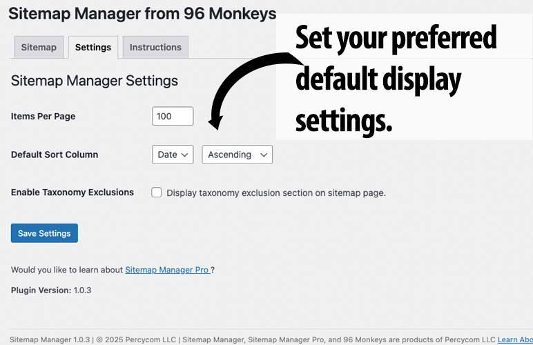 Display preferences for the listing.