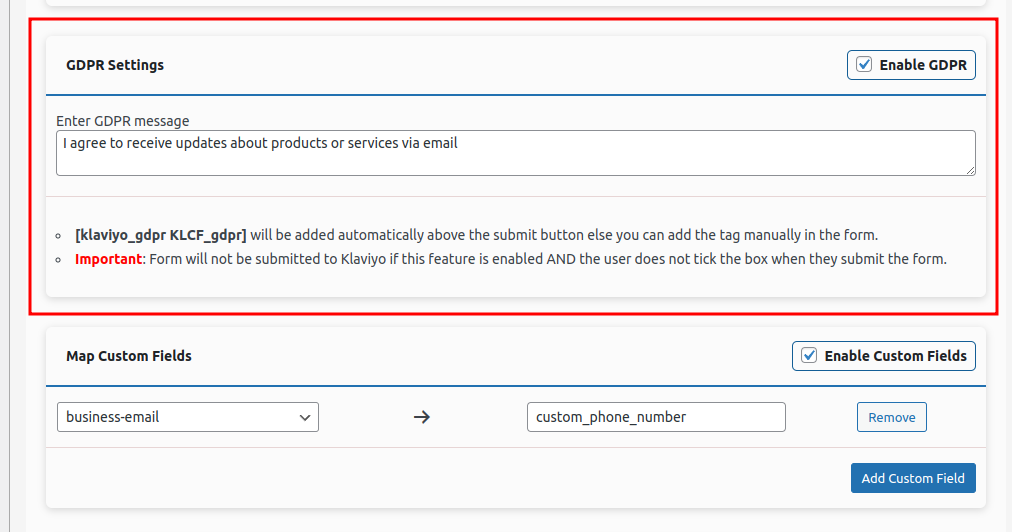 Adding fields on configuration screen.