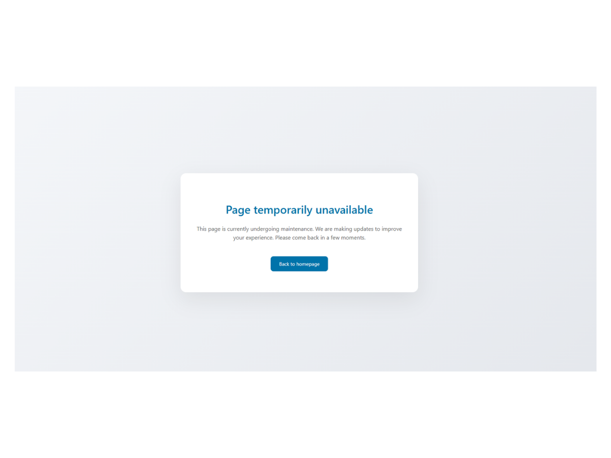 Clean and user-friendly maintenance page displayed to visitors
