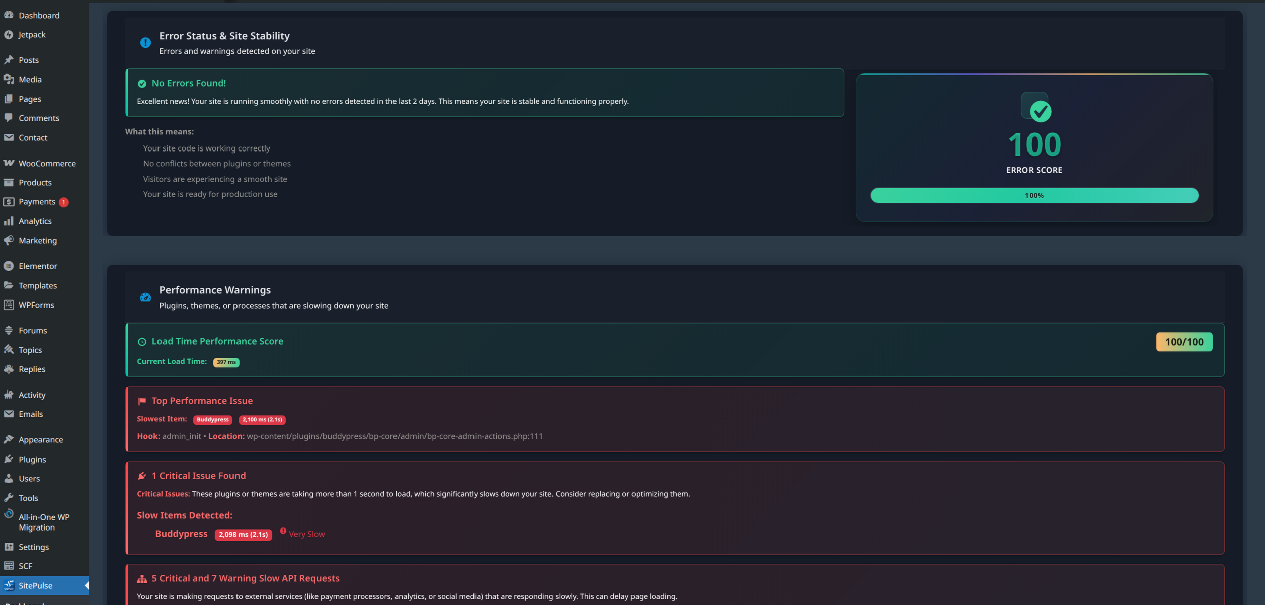 Simple Performance Overview – Easily spot what's slowing your site down with a beginner-friendly dashboard view