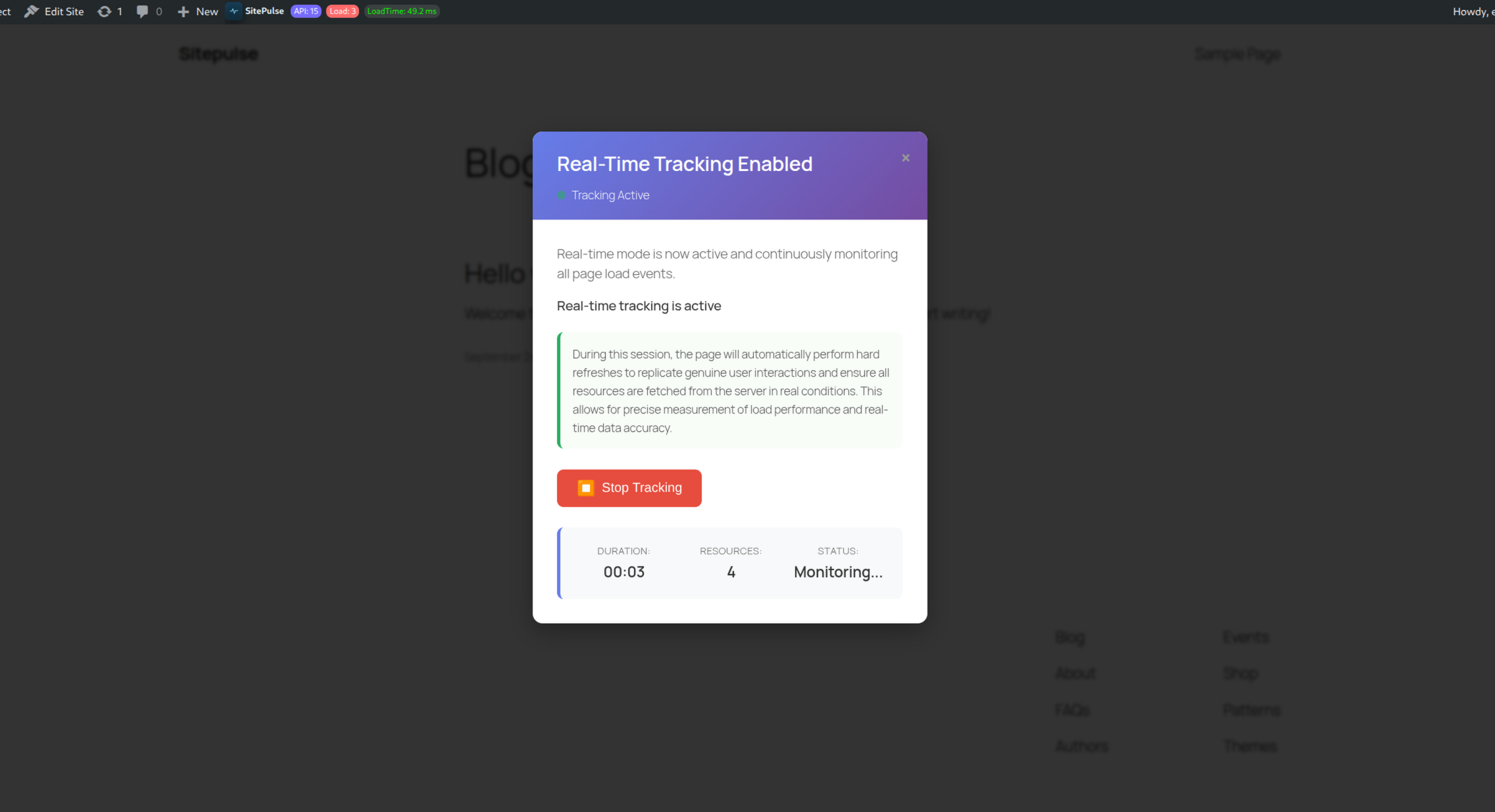 Real time tracker running