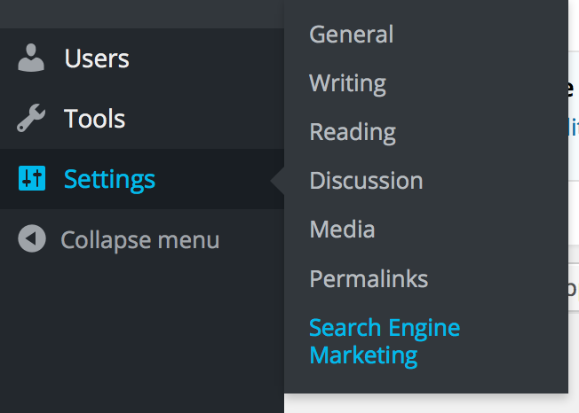 Activate the plugin and look for Search Engine Marketing sub-menu in the Settings section of your WordPress admin.