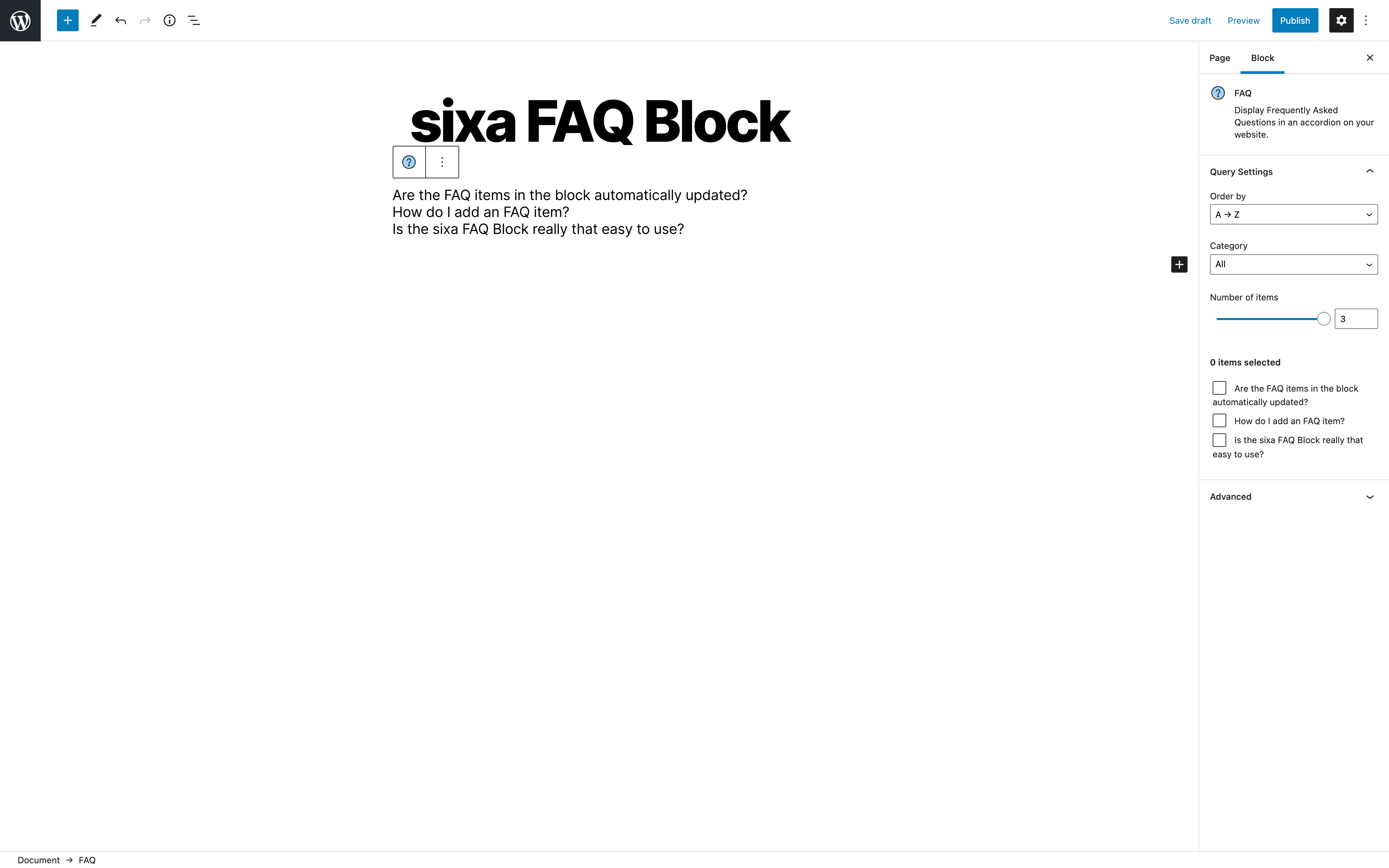 Add "FAQ" block