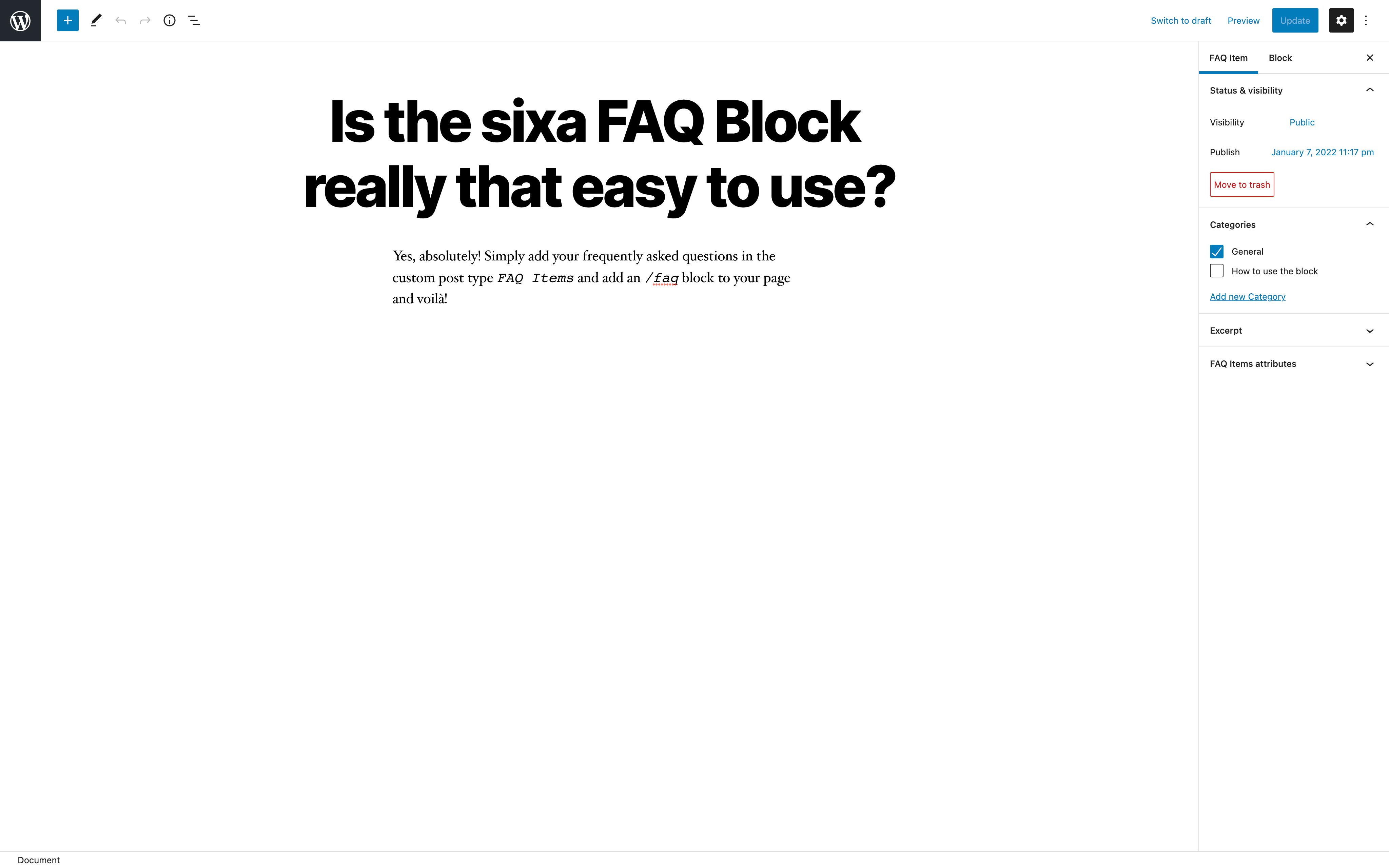Add an FAQ item