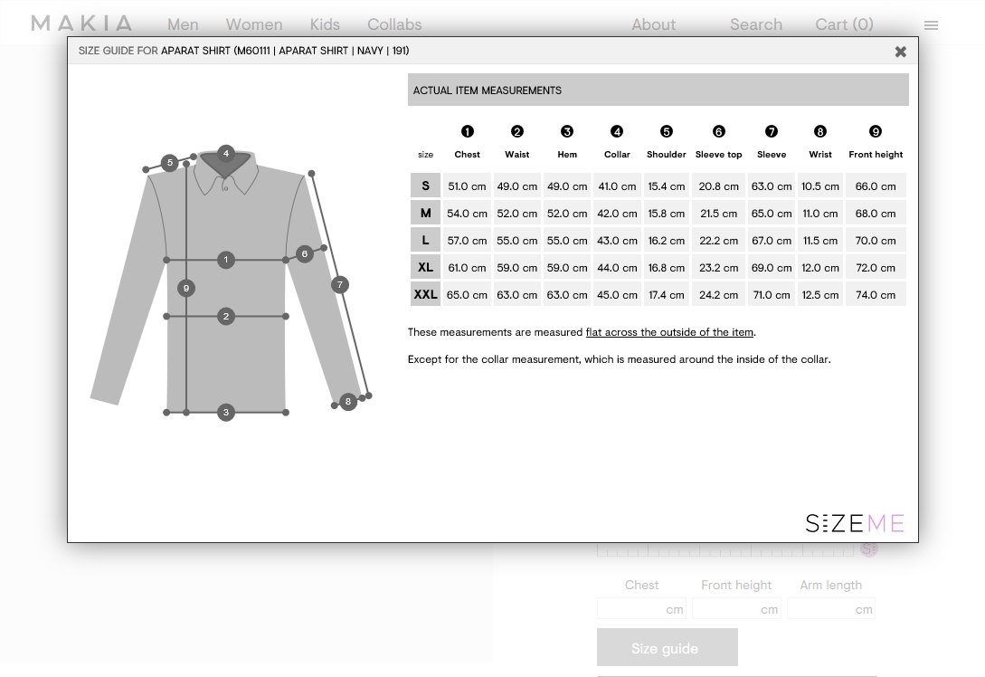 Offer a true-to-product size guide