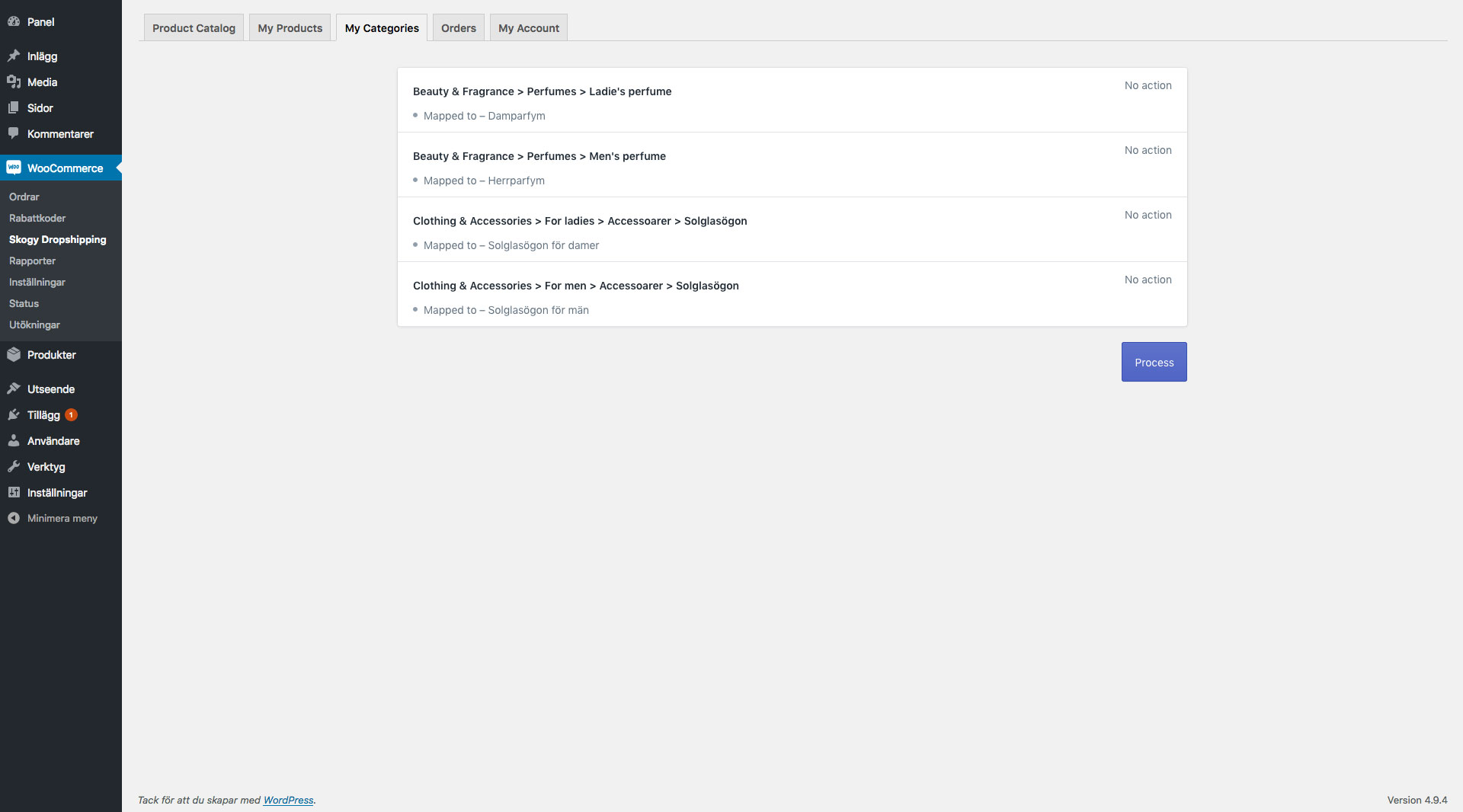 Map added products categories with your store