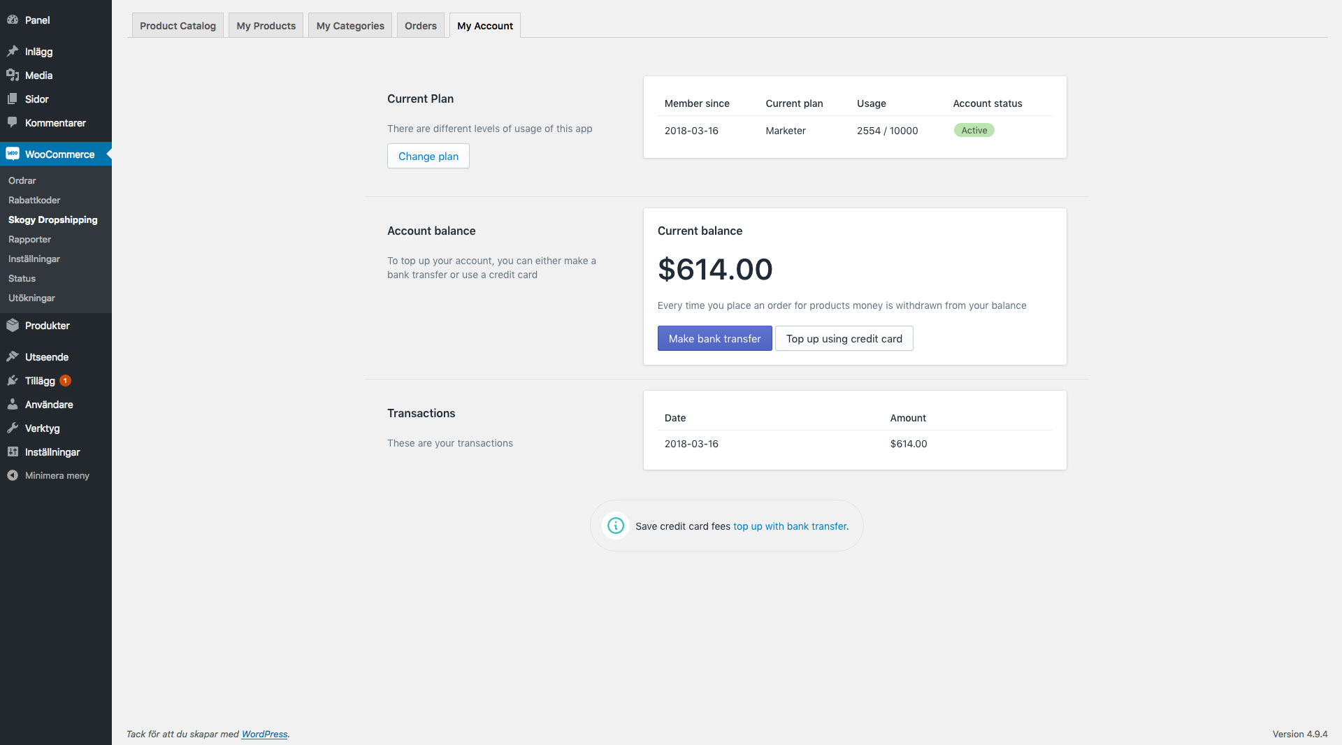 Manage your account