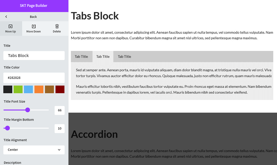 Blocks preview on desktop