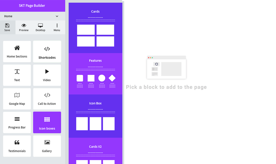 Blocks preview on tablet