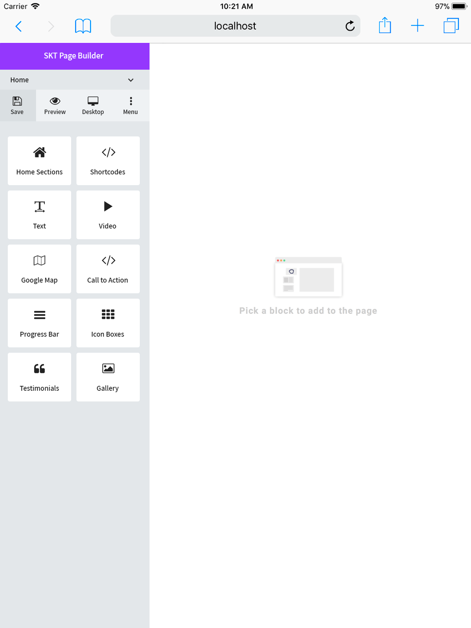 User interface on mobile device