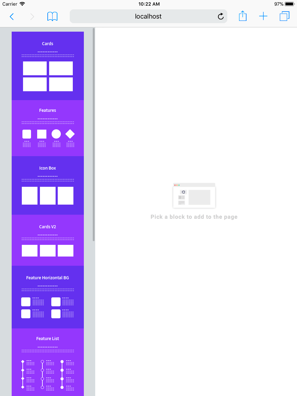 Blocks preview on mobile device