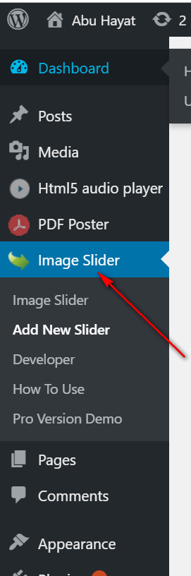 Sidebar menu