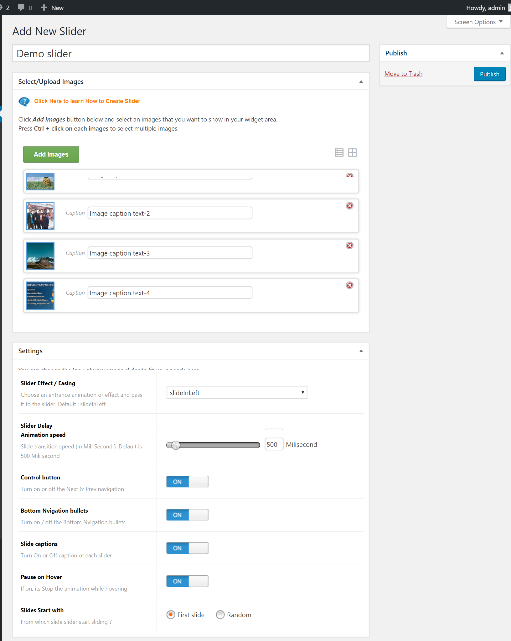 Create a new slider