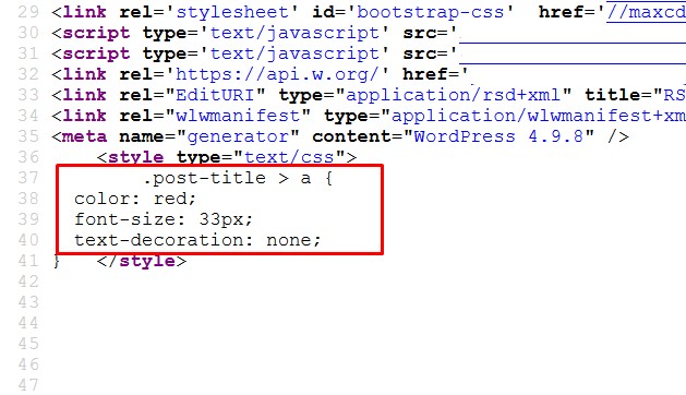 Header CSS output