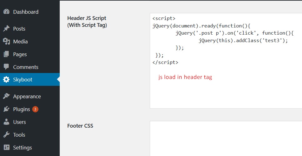 Header JS input box