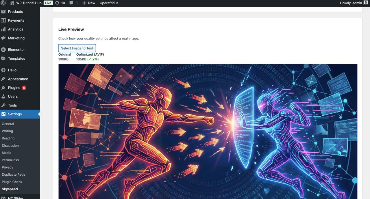 **Settings Page** - Check real-time previews.
