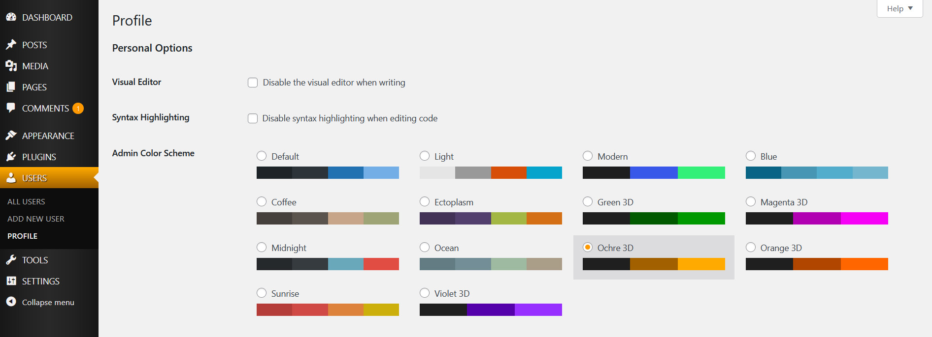Select New Color Scheme