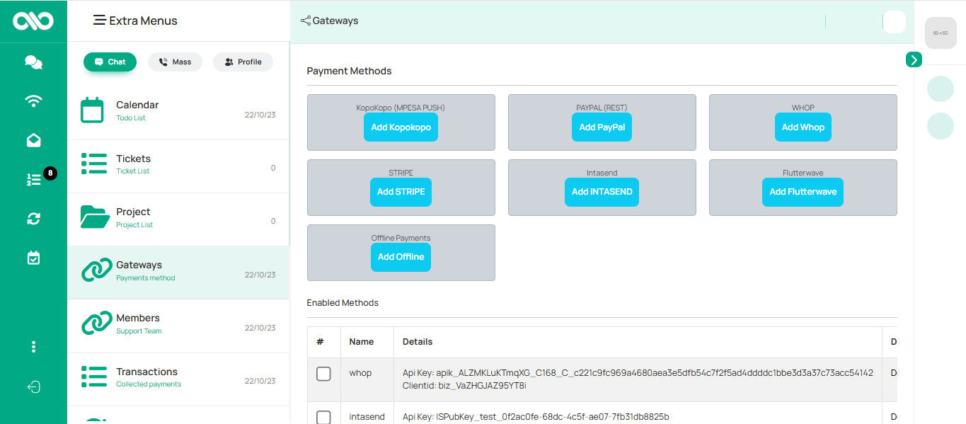 Available Slek Payment Gateways.