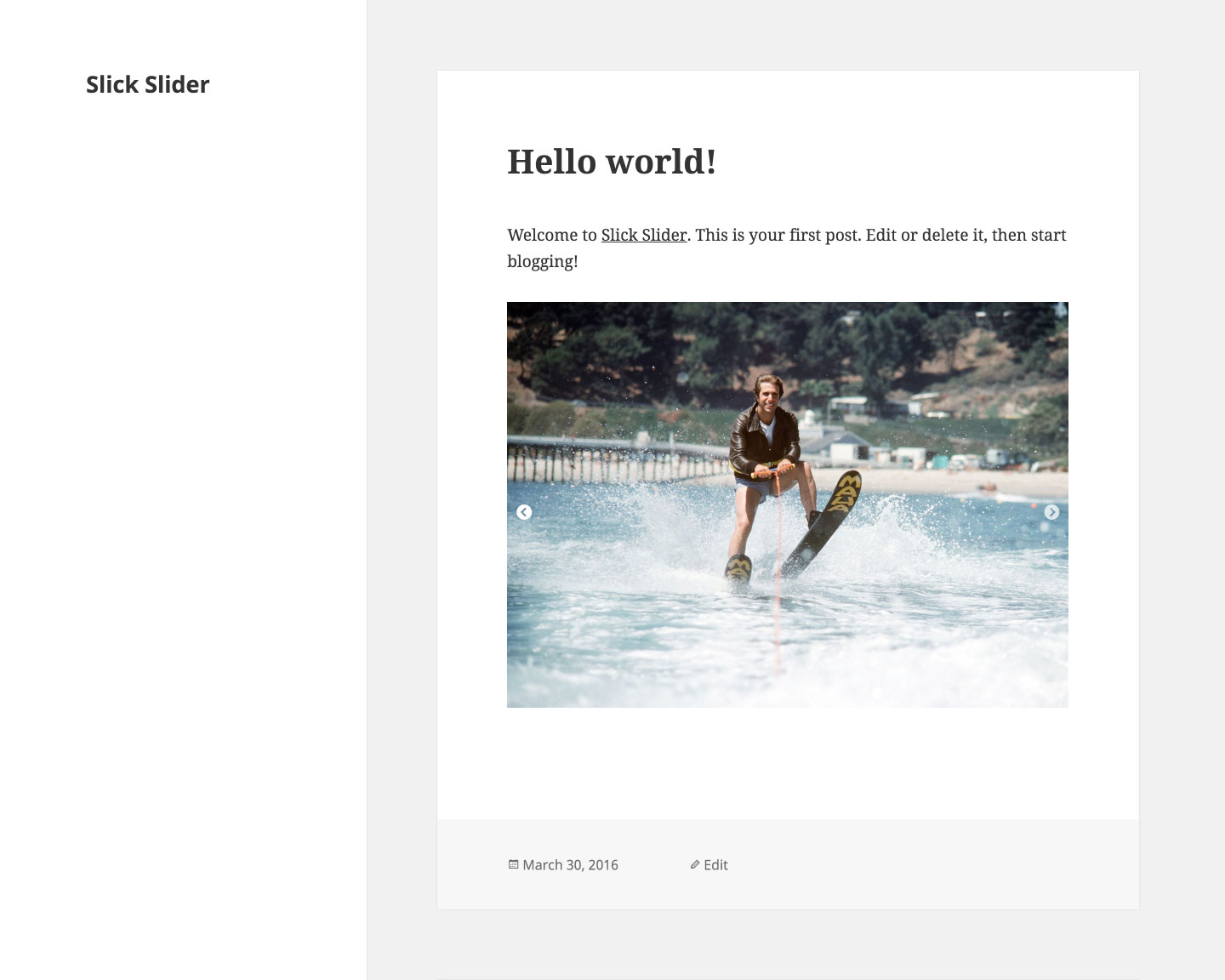 Frontend with slider.