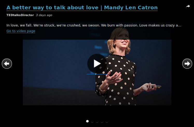 Example - YouTube videos from TEDtalksDirector using the Tool Kit Lens.