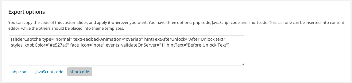 Export options