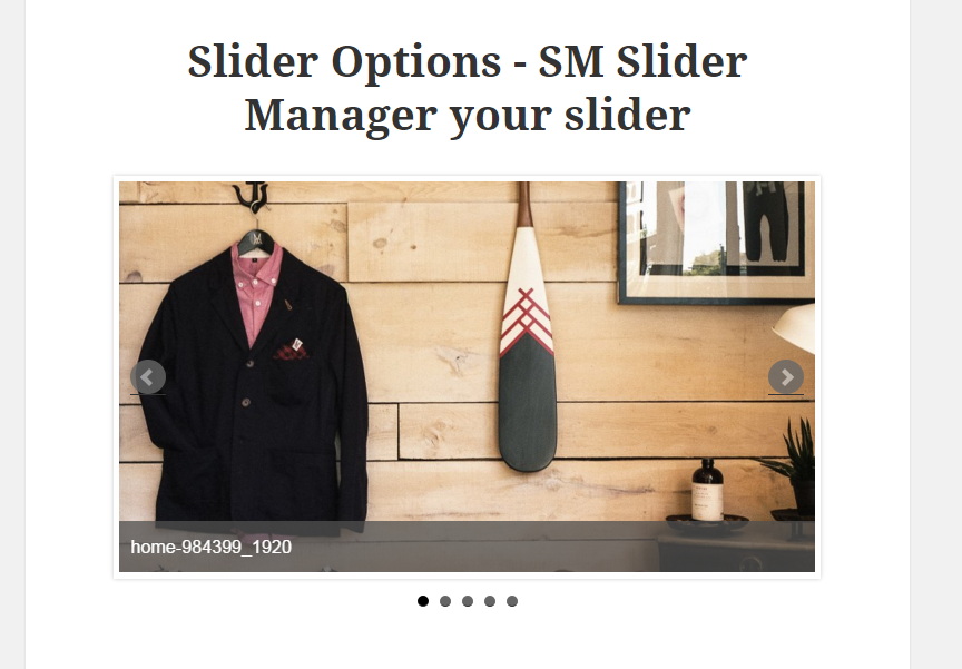 Simple slider show on page by `SM Slider - Slider Options` - Responsive Preview
