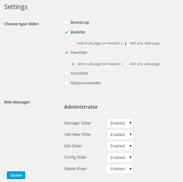 Manager type and manager role/capabilities slider ( edit/config/delete slider )