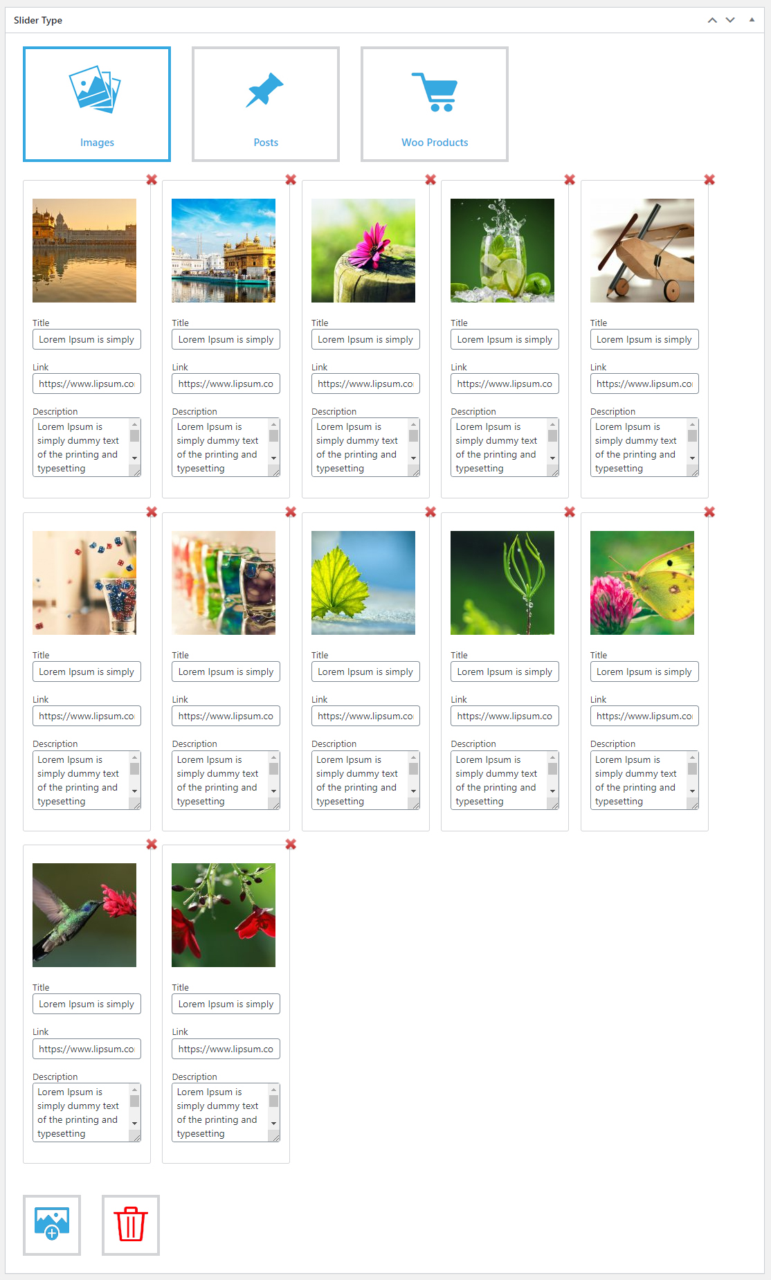 Slider type images.