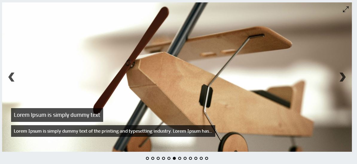 Slider with thumbnail slider with only text at position bottom.