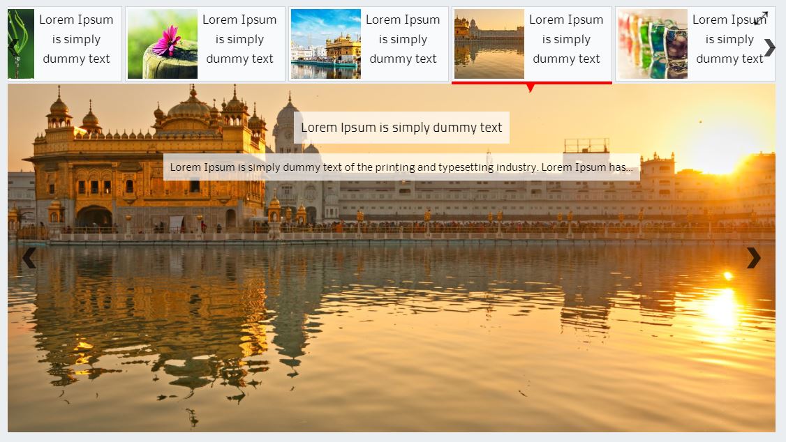 Slider with thumbnail slider with only images at position right.