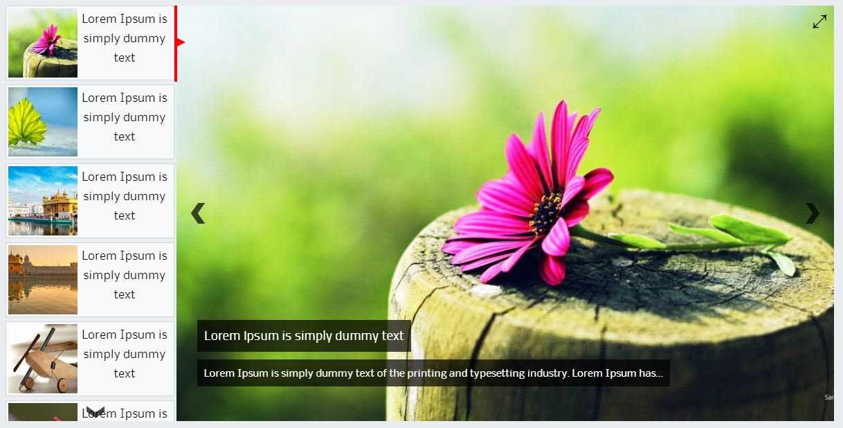 Woocommerce products slider with thumbnail slider at position bottom.