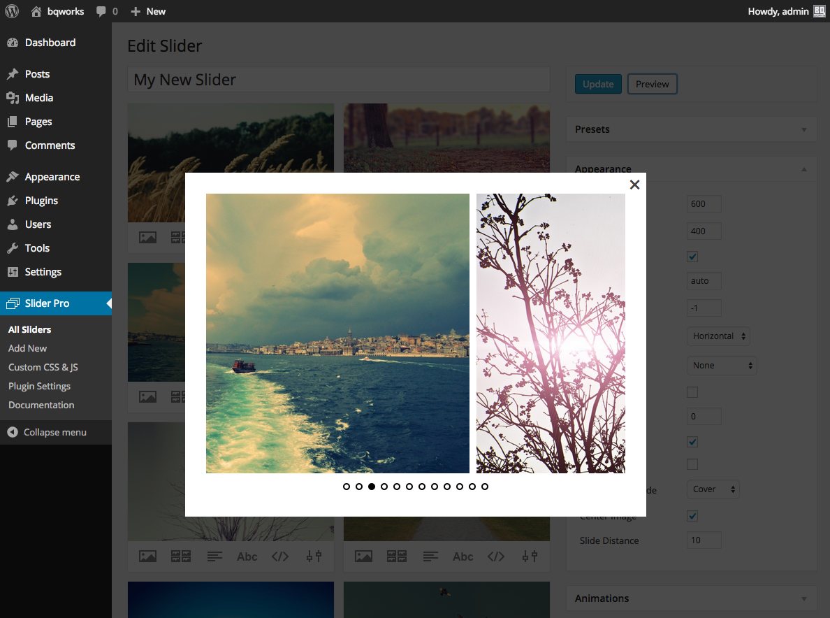 The layer editor in the admin area.