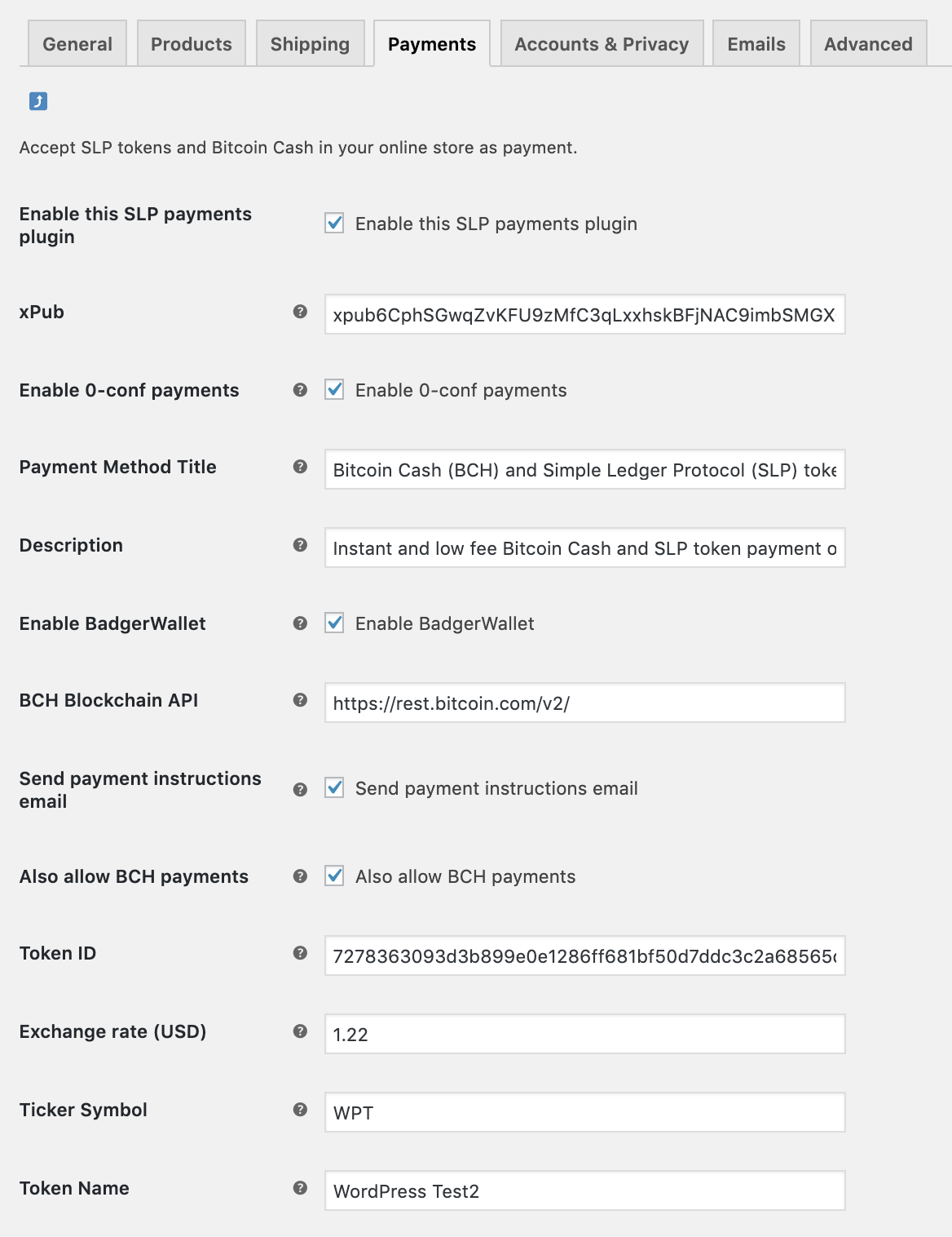 The WooCommerce admin settings in WP admin panel