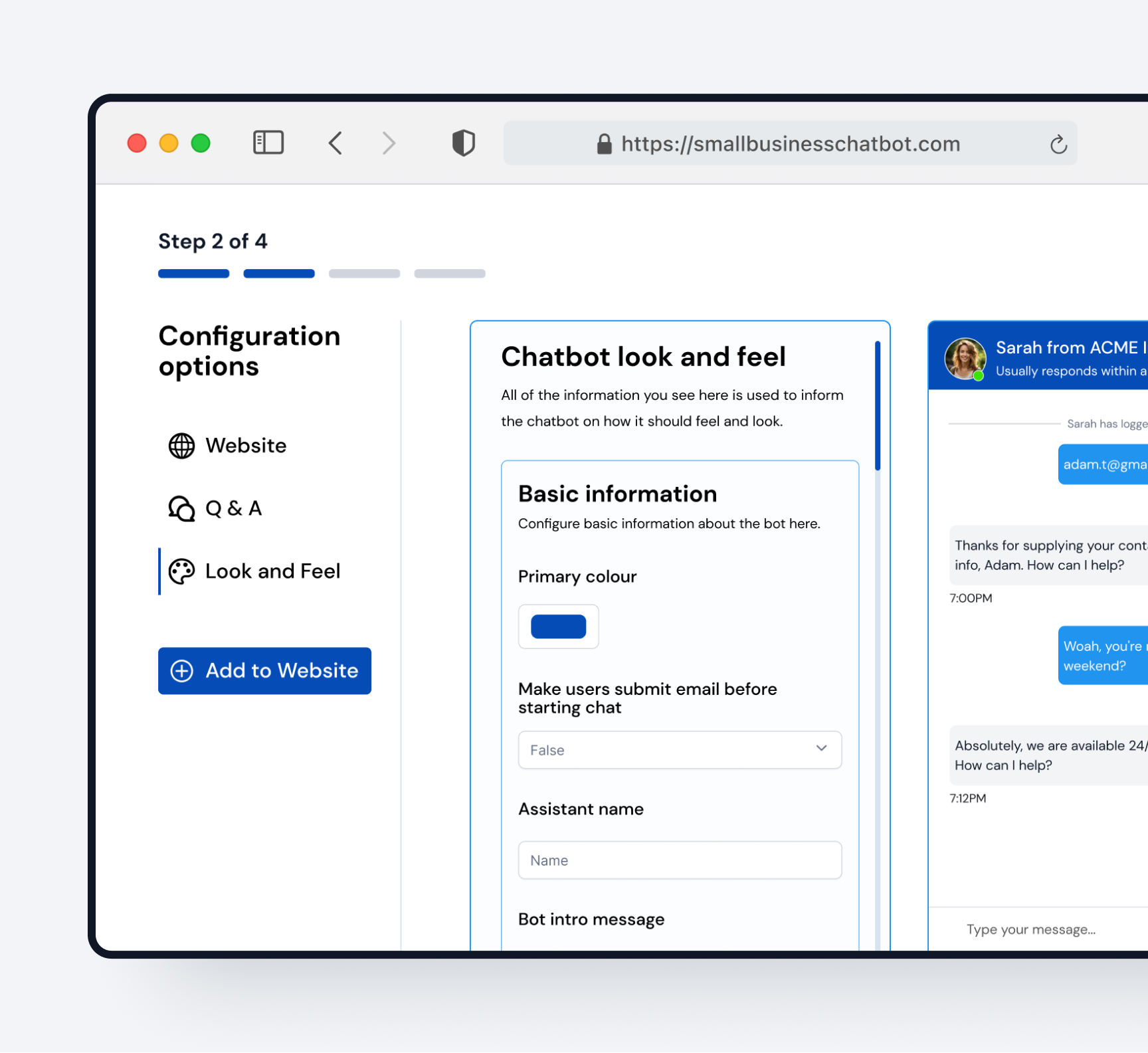 Customize the look and feel of your chatbot