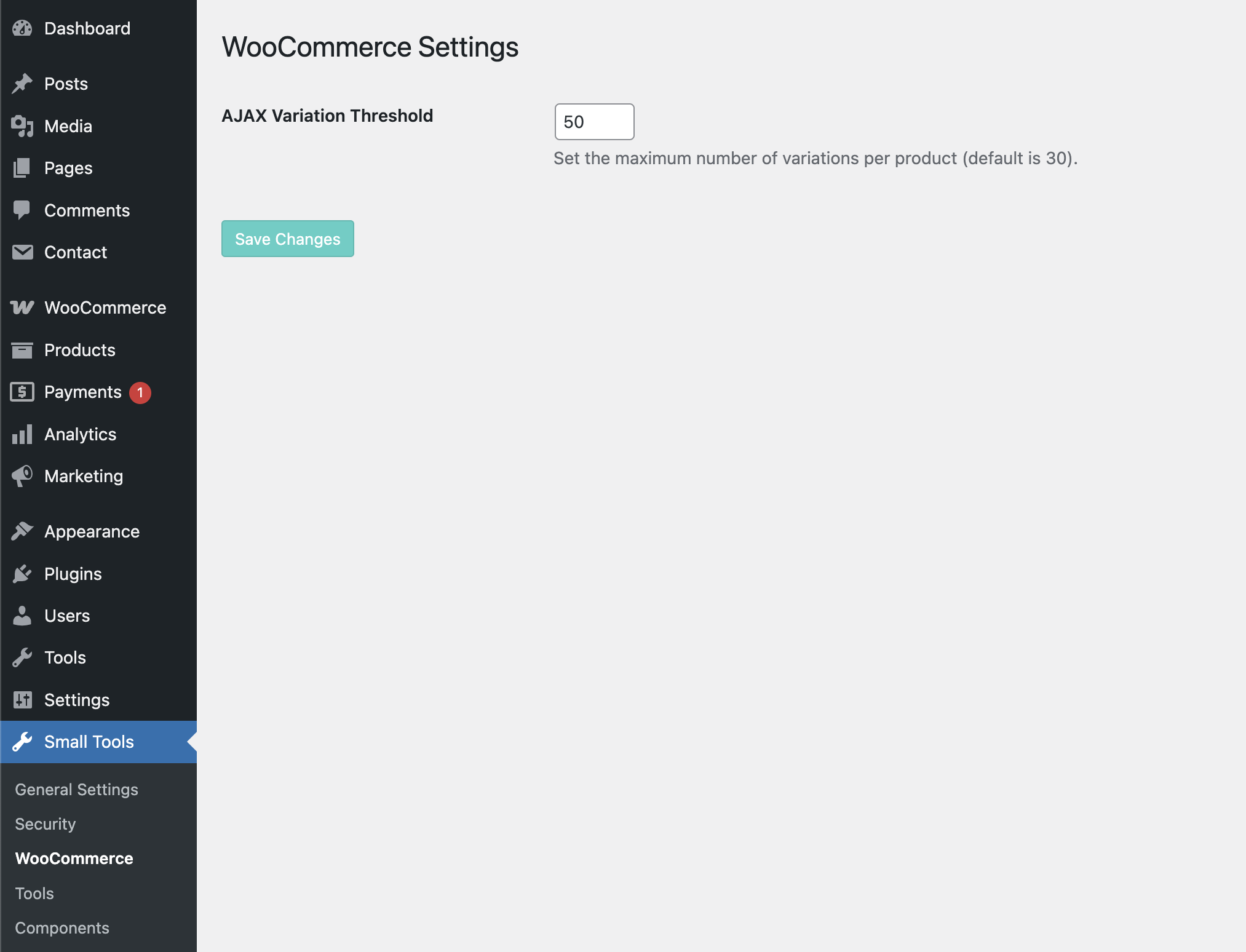 Export/Import Settings, Settings Generation Page