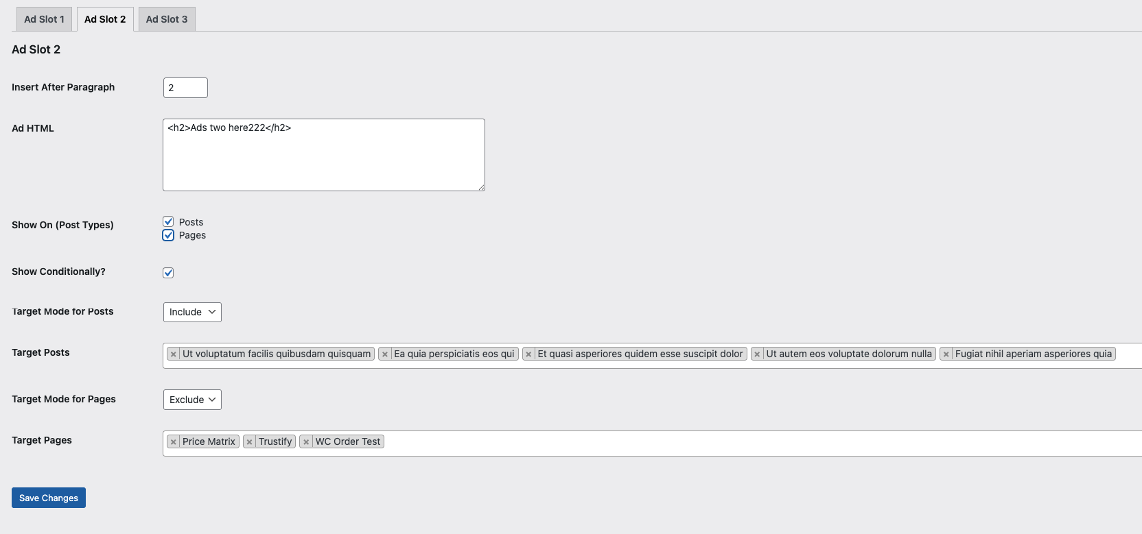 Admin Panel Conditional Fields